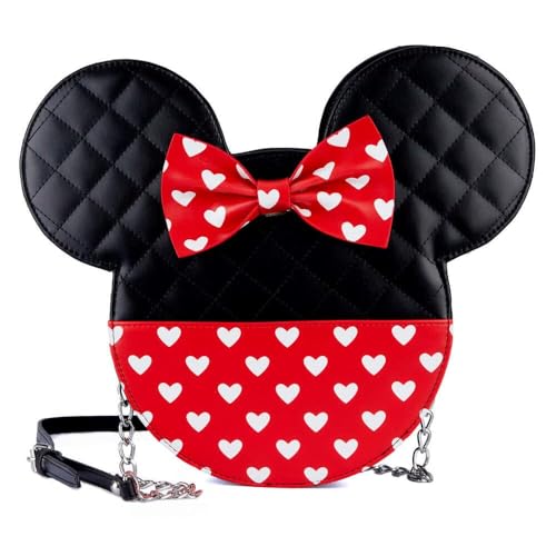 Loungefly MickeyMinnie Valentines Reversible Large Crossbody Bag BlackRedWhite