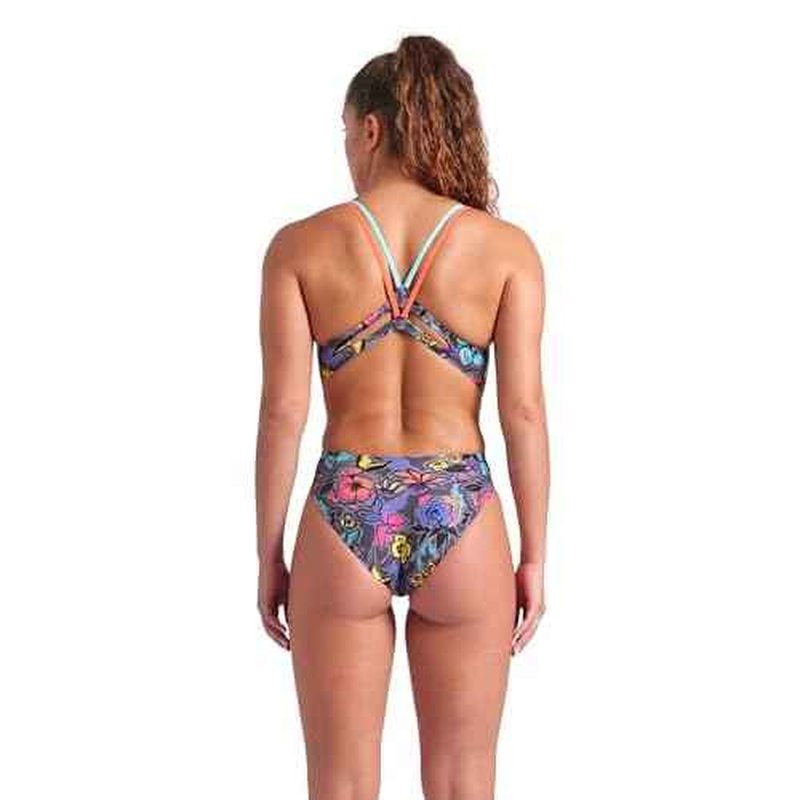 ARENA Women's Performance Vivid Repeat Swim Lace Plus Back One Piece Swimsuit