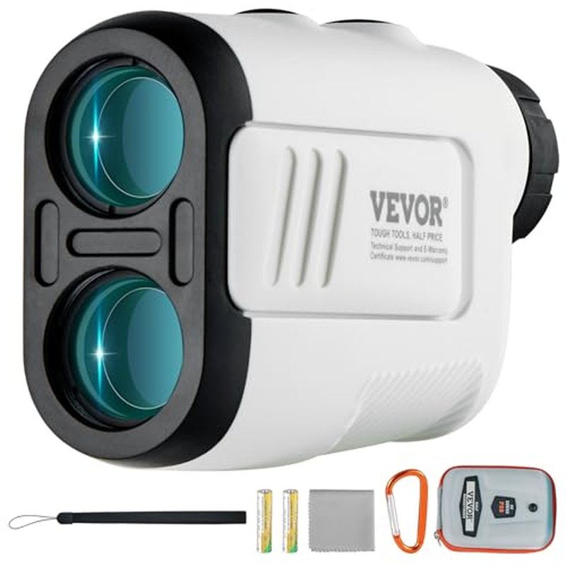 VEVOR Golf Rangefinder, Laser Golfing Hunting Range Finder, 6X Magnification Distance Measuring, Golfing Accessory with High-Precision Flag Lock, Slope Switch, Continuous Scan, and Batteries