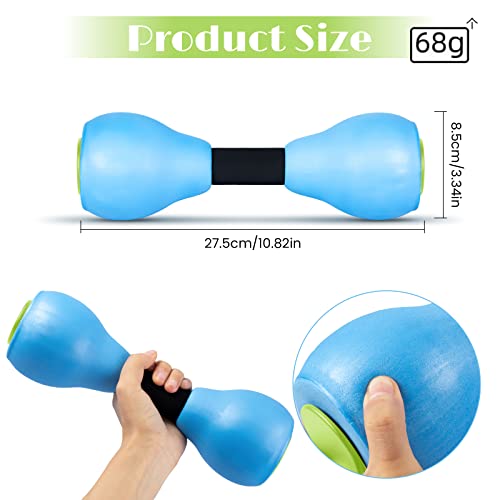 VIDELLY 2 Pieces Water Dumbbells Aquatic Exercise Dumbbells Pool Fitness Water Aerobic Exercise Foam Dumbbells Pool Resistance Sports EVA Foam Dumbbell Set Water Fitness Equipment for Weight Loss (Blue)