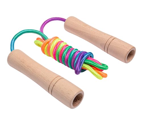 Homello Jump Rope for Kids - Wooden Handle - Adjustable Cotton Braided Fitness Skipping Rope