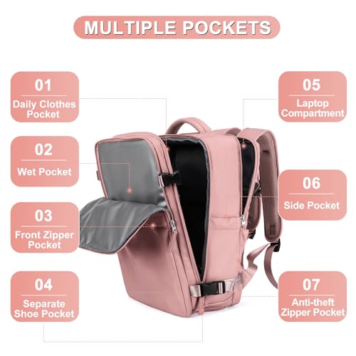 coofay Large Travel Backpack For Women Airline Approved Carry On Backpack Flight Approved Waterproof Sports Luggage Backpack Casual Daypack Small Hiking Backpack