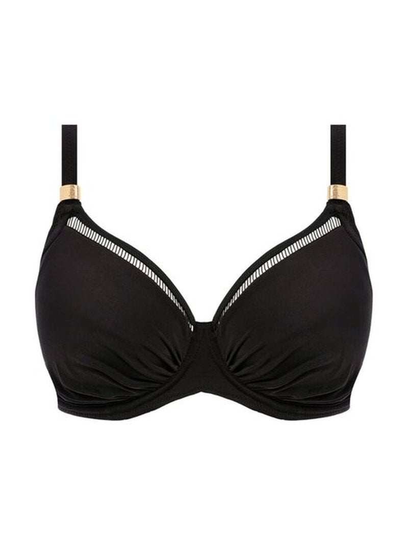 Fantasie Swim Women's East Hampton Underwire Gathered Full Cup Bikini Top, Black, 32F