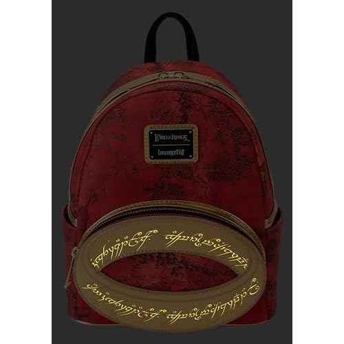 Loungefly WB Lord of The Rings The One Ring Mini Backpack | Red Map of Middle Earth Adult Fashion Bag Standard
