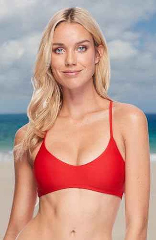 Body Glove Women's Standard Alani Solid Strappy Back Halter Bikini Top Swimsuit, Smoothie True Red, Small