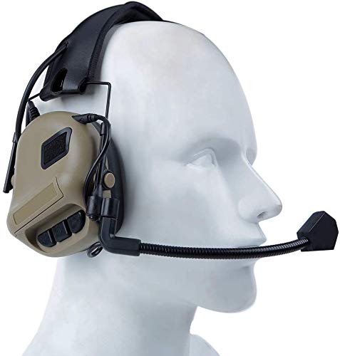 ATAIRSOFT Tactical Headset Wargame Hunting Headphone Without Noise Cancellation Function (Tan)