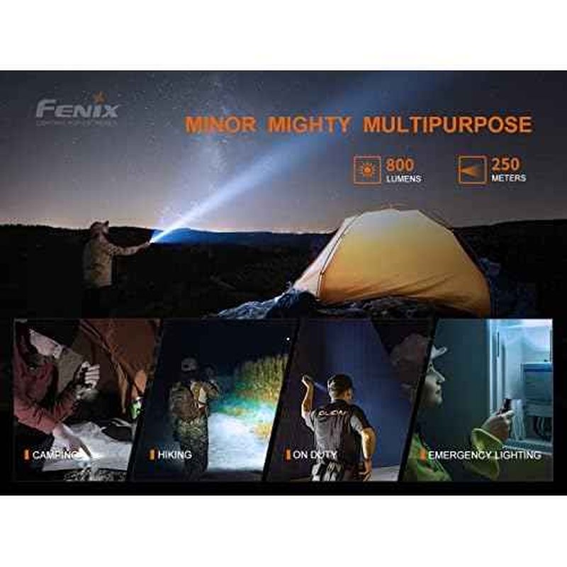 Fenix PD25R 800 Lumen LED Flashlight, Battery and EdisonBright Acc Carrying case Bundle