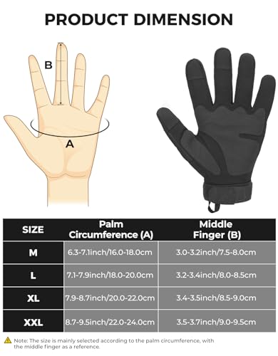 KEMIMOTO Tactical Gloves for Men 2 Pack, Touchscreen Motorcycle Gloves with Hard Shell for Cycling Tactical Airsoft Hunting (2 Pack,Black,Medium,Microfiber)