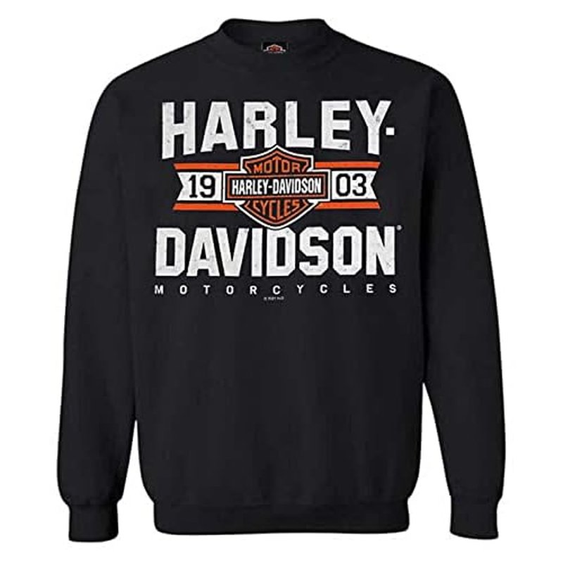 Harley-Davidson Men's Varsity B&S Logo Pullover Fleece Sweatshirt, Black