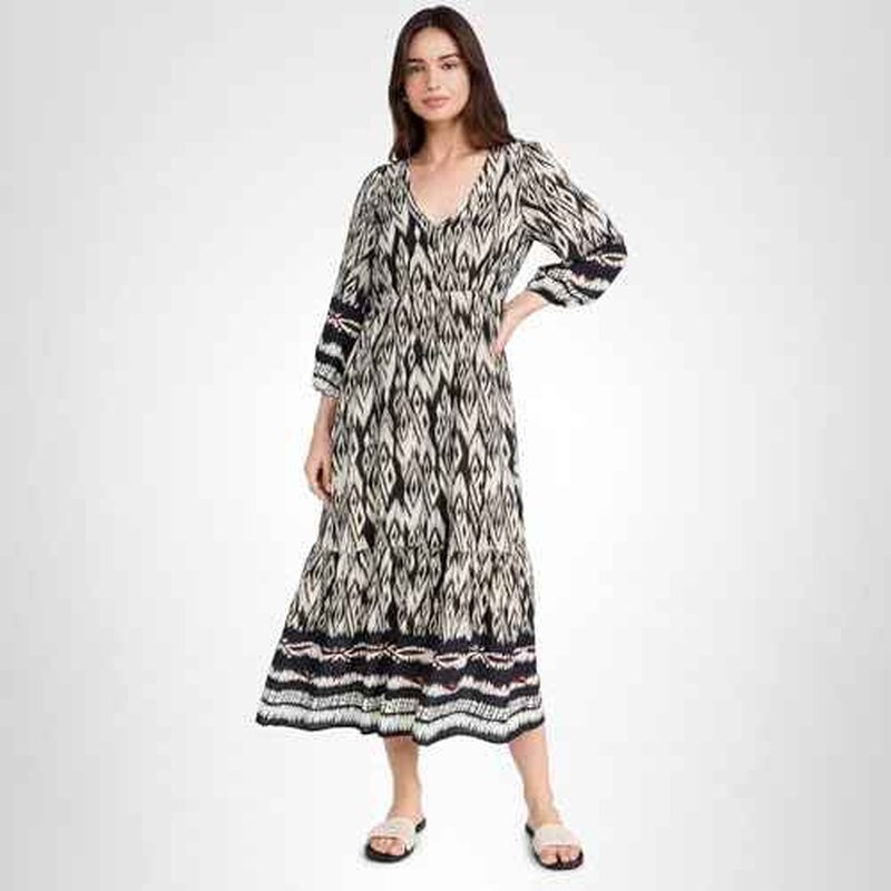 Velvet Women's Catherine Dress, Black/Ecru, M
