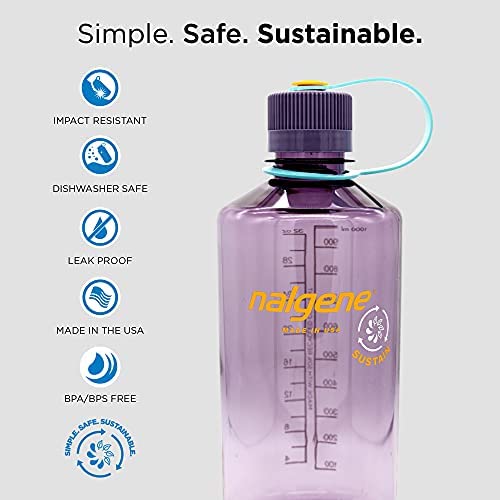 Nalgene Sustain Tritan BPA-Free Water Bottle Made with Material Derived from 50% Plastic Waste, 32 OZ, Narrow Mouth, Dove Gray