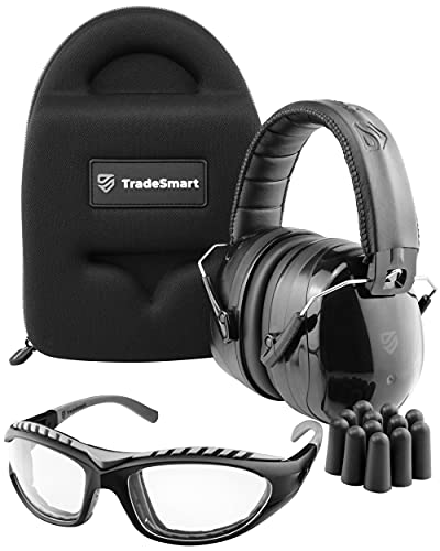 TradeSmart All-in-One Shooting Ear Protection - Comfort+ NRR 28 Earmuffs, Glasses & Earplugs + Carry Case