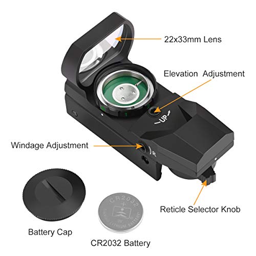 Feyachi Reflex Sight-Adjustable Reticle (4 Styles) Both Red and Green in one Sight, Grey