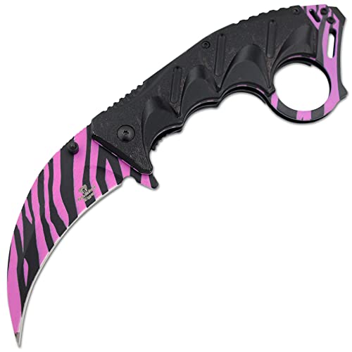 Snake Eye Tactical Everyday Carry Spring Assist Style Folding Pocket Knife EDC (Pink Zebra)