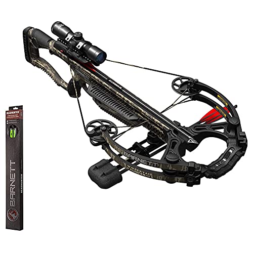 BARNETT Whitetail Hunter STR Crossbow, MossyOak Bottomland, Standard 4x32 Scope with 5PK Headhunter 22" Arrows