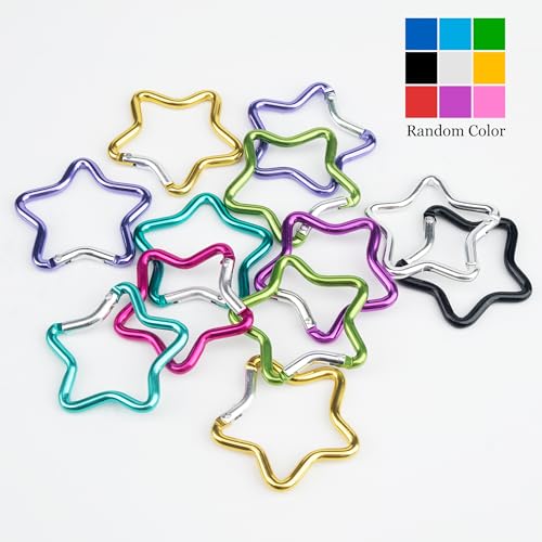 SWATOM Aluminum Star Shape Carabiner Clip Spring Snap Hook Keyring Carabiners Keychains Outdoor Accessories (2.6 Inch)
