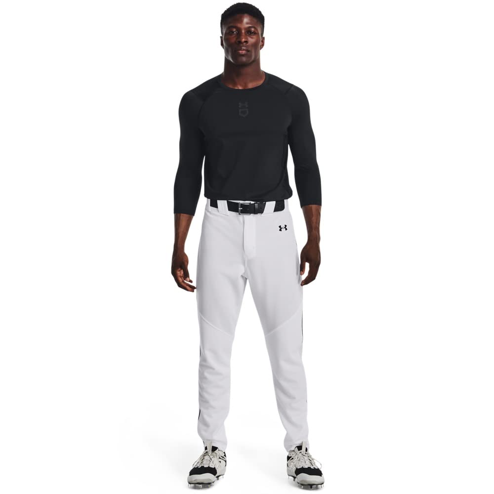 Under Armour Men's Utility Baseball Straight Leg Pant Pipe 22, (100) White/Black/Black, Large