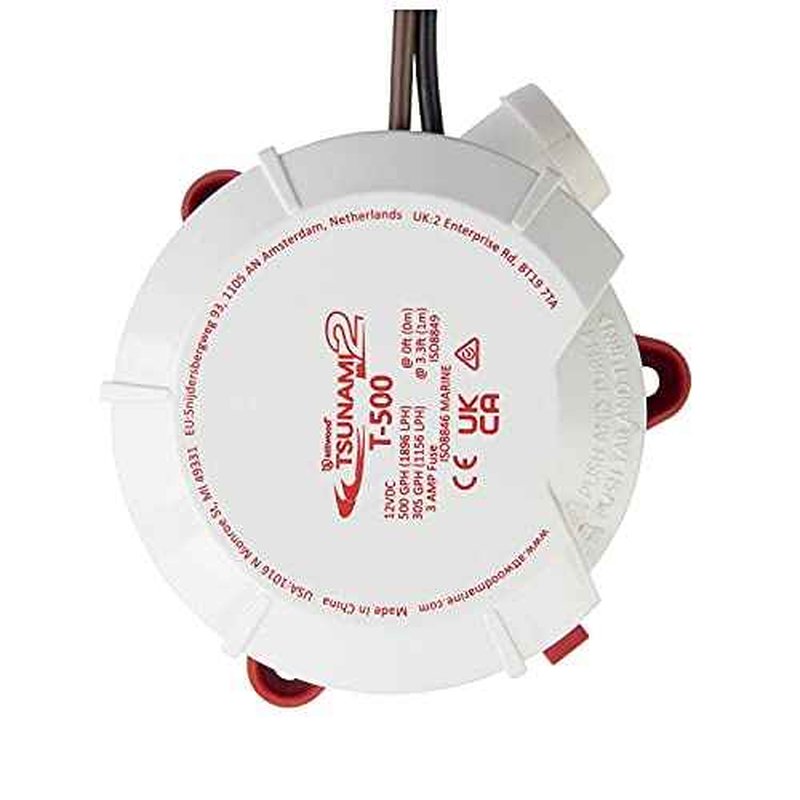 Attwood 5606-7 Tsunami MK2 500 GPH Manual Blige Pump, 12 Volt, White and Red