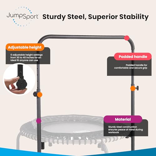 JumpSport Handle Bar Accessory For 44 Inch Arched Leg Fitness Trampolines Fits Only 44 Inch Diameter Rebounder and Trampoline Not Included, Black