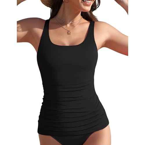 Women's Tankini Top Swimwear Top Only Tummy Control Bathing Suit Top Modest Swim Tank Tops No Bottom