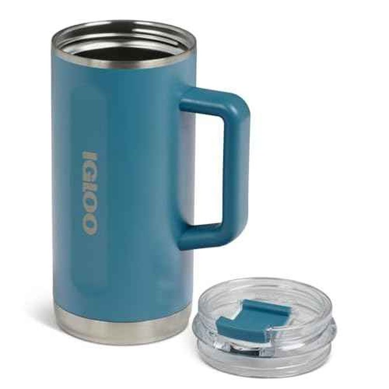Igloo, 36 oz Tumbler with Handle, Reusable Travel Mug, Stainless Steel Insulated Hydration Cup for Hot & Cold Beverages, Modern Blue