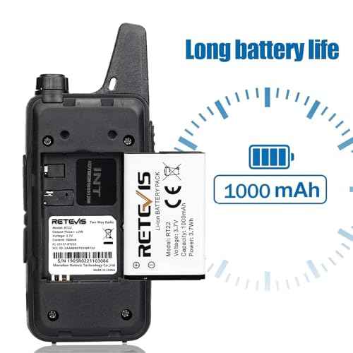 Retevis RT22 Walkie Talkies with Earpiece, Two Way Radios Long Range, Mini Walkie Talkie Rechargeable for Adults,Key Lock,VOX Handsfree, for Family Hunting Camping Hiking Skiing (4 Pack, Black)