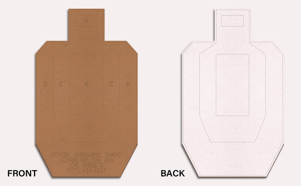 Official USPSA/IPSC Cardboard Targets, Competition Torso Target, Silhouette Shooting Target, Cardboard Targets. Made in USA (USPSA Hard Cover Version 7, 20 Target Pack)