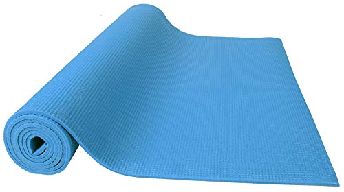 Signature Fitness All-Purpose 1/4-Inch High Density Anti-Tear Exercise Yoga Mat with Carrying Strap, Blue