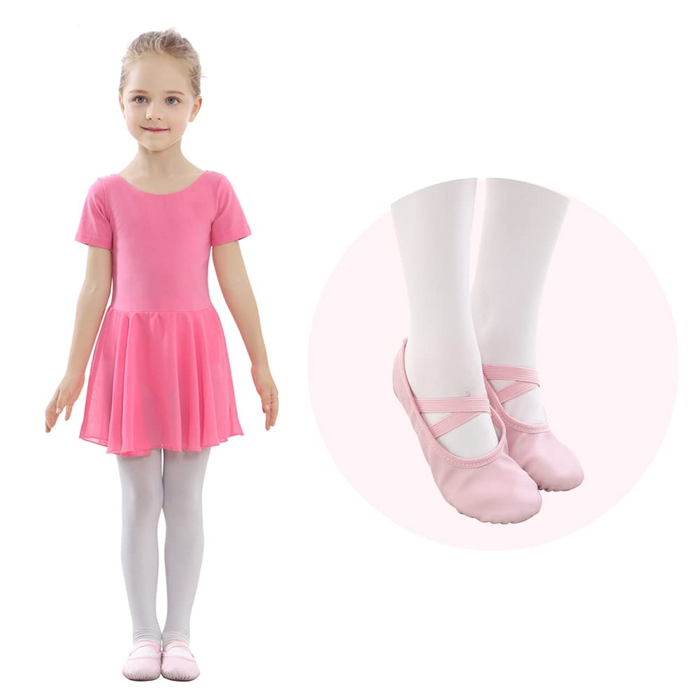 Stelle Ballet Shoes for Girls Toddler Ballet Slippers Soft Leather Boys Dance Shoes for Toddler/Little Kid/Big Kid(Pink, 10MT)