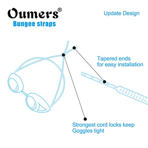 Oumers Bungee Goggle Strap Kit(4-Pack), Adjustable Replacement Swimming Goggle Straps with Cord Lock Clamp for Swim Goggles Anti Fog Racing Kids Goggles | Durable, One Size Fits All