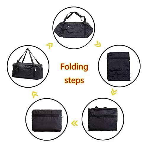 HOLYLUCK Foldable Travel Duffel Bag For Women & Men Luggage Great for Gym (black) One_Size