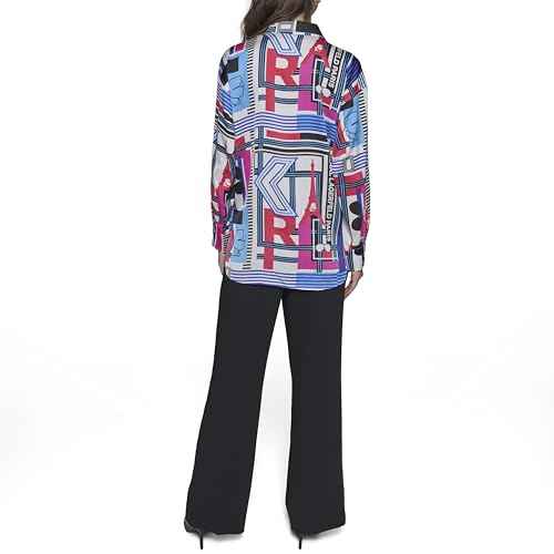 KARL LAGERFELD Womens Oversized Printed Blouse