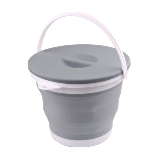 Ahyuan Collapsible Water Bucket with Locking Lid Multifunction Foldable Round Tub Water Pot Portable Water Pail Space Saving Water Container for RV, Camping, Marine, Outdoor Activities and Home (Gray)