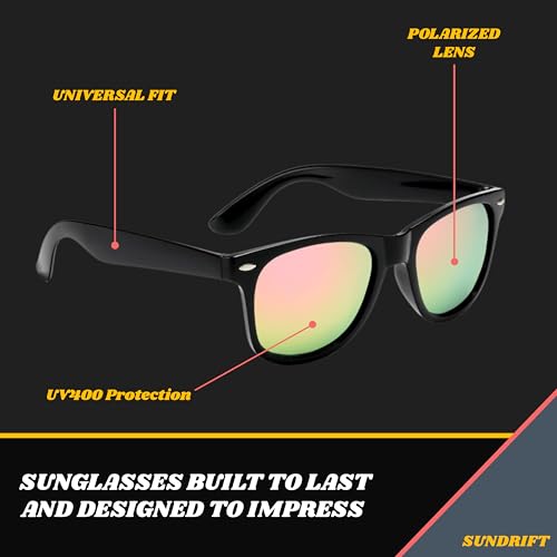 SUNDRIFT Sunglasses for Men & Women | Polarized Sunglasses | All-Terrain Glasses | UV400 Protection | Perfect for Hiking, Boating, Swimming, & Golfing | 3 Pack With Blue, Orange, & Olive Lenses