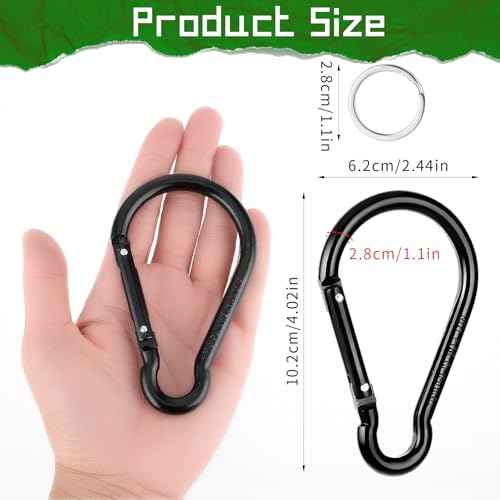 Ouligay 4pcs Large Carabiner Clip 4 inch D Ring Heavy Duty Carabiner Clips, Spring Snap Hook Small Carabiner Clips with Key Rings Aluminum Carabiner Keychain for Outdoor Camping Swing Hiking Dog Leash