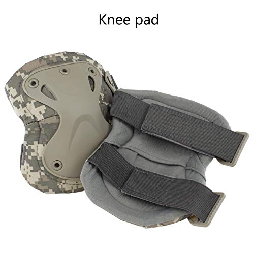 Tactical Combat Knee & Elbow Protective Pads Set for Outdoor CS Paintball Game Cycling Safety Skateboarding Gear Skates Knee Protection Guard Pads (ACU)