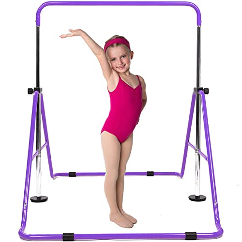 DOBESTS Gymnastics Bars for Home Gymnastic Equipment for Kids Adjustable Junior Training at Home Gymnastics Bar for 3-7 Years (Purple)