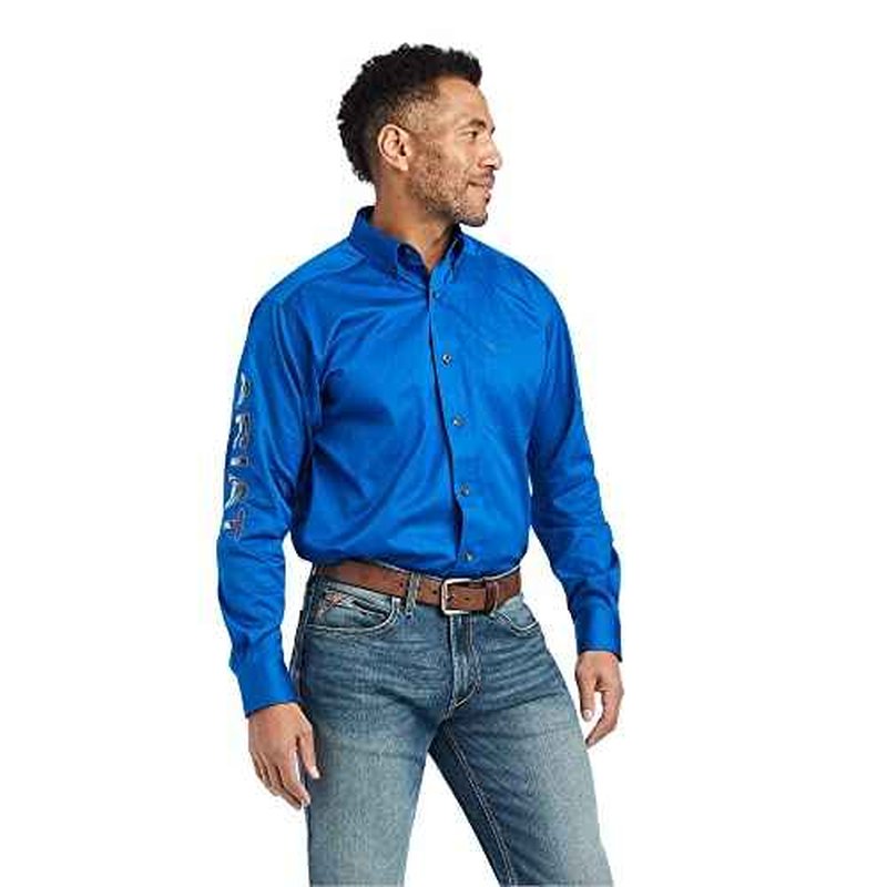 ARIAT Male Team Logo Twill Classic Fit Shirt Sea Scape USA 3X-Large
