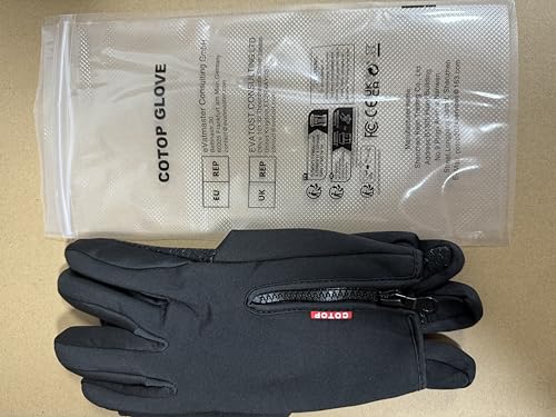 COTOP Winter Sport Glove for Men Women, Warm Touchscreen Gloves with Thin Liner, Waterproof Riding Gloves for Cycling, Running, Hiking, Climbing, Walking, Biking, Driving (Black XL)