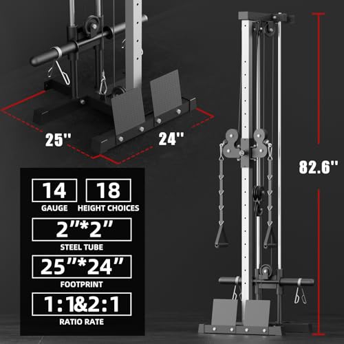 VANSWE Wall Mount Cable Station, 18 Positions Adjustable Dual Pulleys Cable Crossover Machine with Removable Footplate