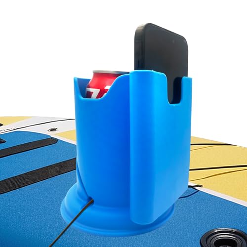 Paddle Board Cup Holder - Kayak Drink Holder for SUP, Paddle Board Accessories, No-Spill Elastic Cup Mount with Anti-Flip Design, Heavy-Duty TPE, Kayak & Paddleboard Phone Holder