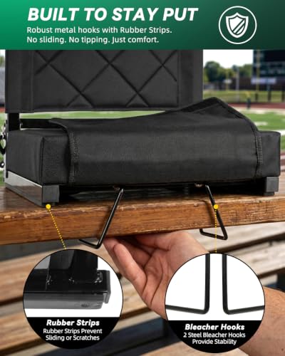 LWWTBS Stadium Seat with Back Support Black - Portable Bleacher Chair 1
