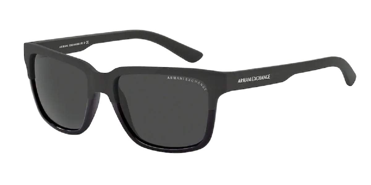 Armani Exchange A|X AX4026S 812287 56M Matte Black/Glossy Black/Grey Solid Square Sunglasses for Men for Women+Bundle with Accessory Eyewear Kit