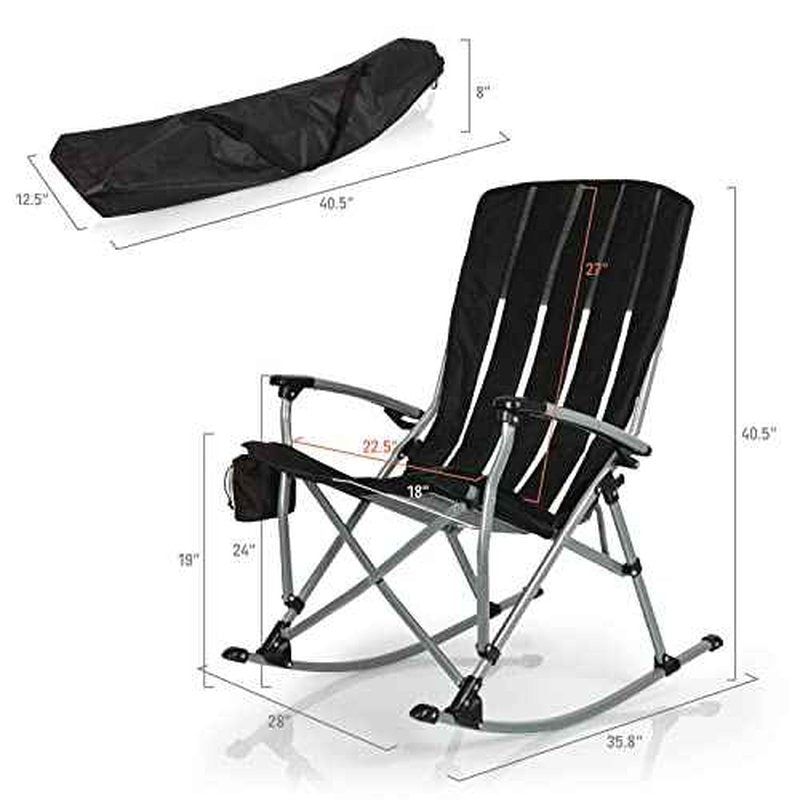 PICNIC TIME NCAA Unisex-Adult NCAA Outdoor Rocking Camp Chair, XL Heavy Duty Camping Chair for Adults