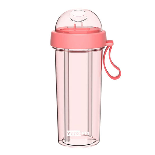 Mwzj Creative Water Cup,One Cup of Two Different Drinks Two Straws Couple Outdoor Drinking Cup for Camping Hiking Backpacking Travel Office