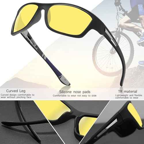 Polarized Night Time Driving Glasses for Men Women Anti Glare Night Vision Glasses Sunglasses for Cycling Biking