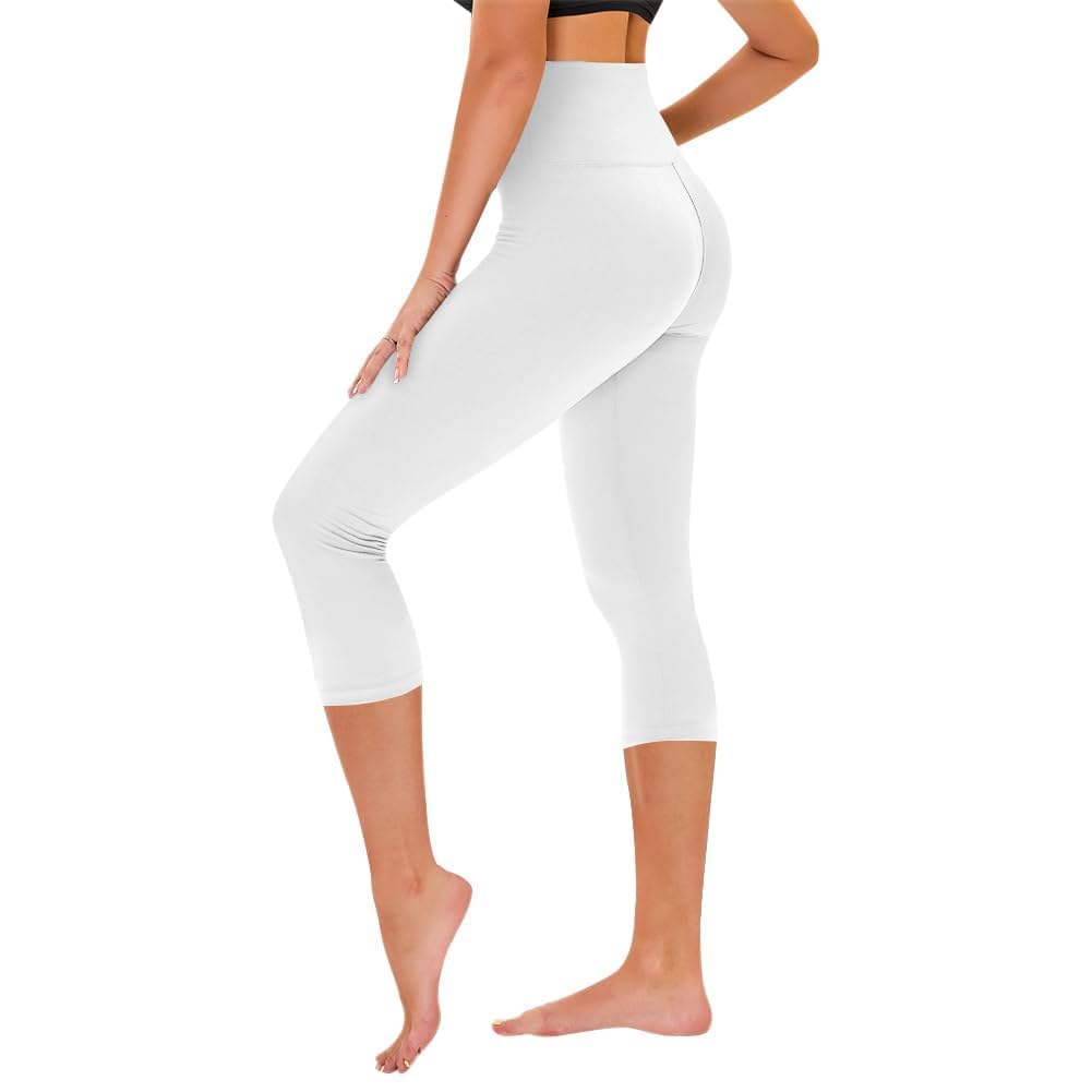 TNNZEET Capri Leggings for Women - Tummy Control Black Leggings with Pockets High Waisted Yoga Pants Workout Cycling Leggings