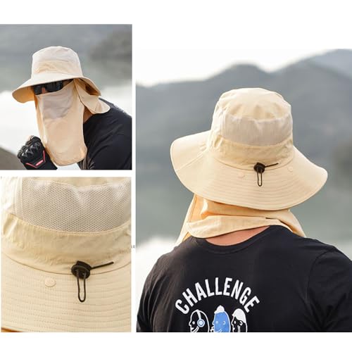 ZOORON Sun Hats for Men Women UPF 50+ Bucket Hat UV Protection Boonie Hat for Fishing Hiking Garden Safari Beach with Face Cover & Neck Flap