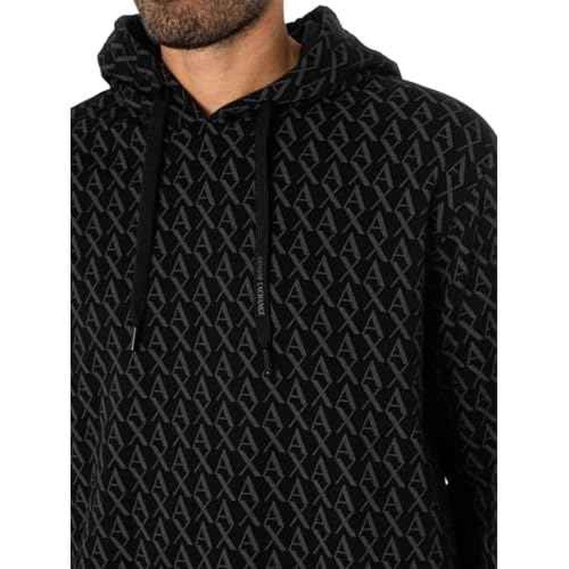 Armani Exchange mens All Over Print Cotton Hooded Sweatshirt