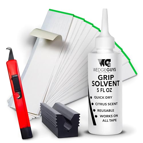 Wedge Guys Golf Grip Kits for Regripping Golf Clubs - Professional Quality - Options Include Hook Blade, 15 or 30 Golf Grip Tape Strips, 5 or 8 oz Golf Grip Solvent & Rubber Vise Clamp